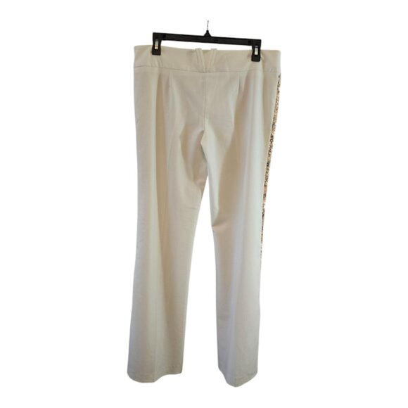 BEBE IVORY NWT PANTS SIZE 10 HAND SEWN SEQUIN  FORM TUXEDO STRIPE MADE USA - Picture 5 of 14